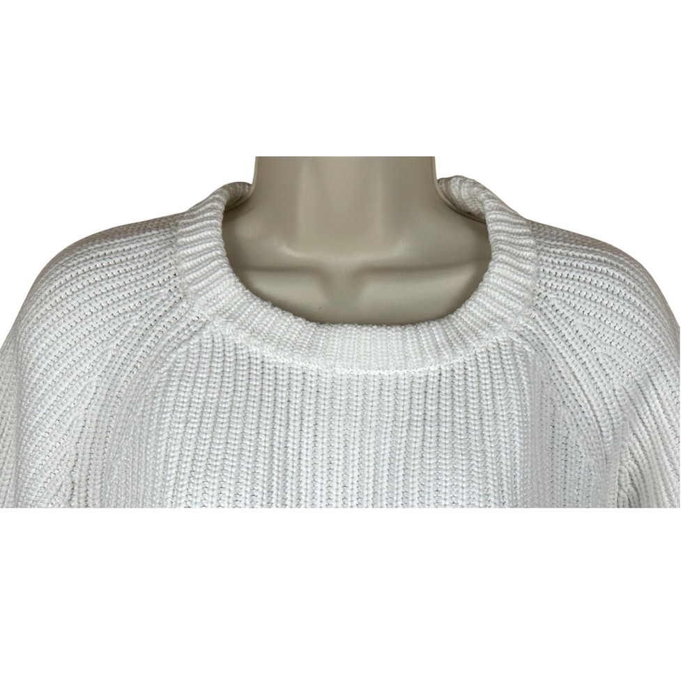 Quince Womens White 100% Organic Cotton Fisherman Sweater Size L Preppy Classic - Picture 3 of 11